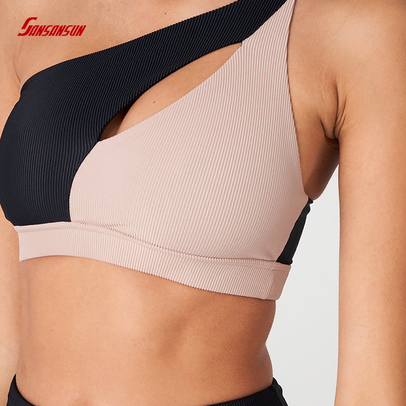 Find One Shoulder Ribbed Fabric Sports Bra,One Shoulder Ribbed Fabric  Sports Bra Suppliers,manufacturers Online Sale