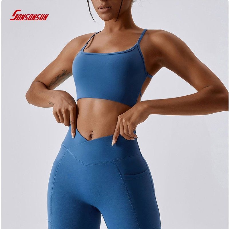 Luxury New Sexy and Stylish Strappy Back Bra with Flare Pants Yoga Leggings  3 Piece Set Ribbed Sports Bra Cross Waist Yoga Pants Flare Pants Outfits -  China Women Activewear and Seamless