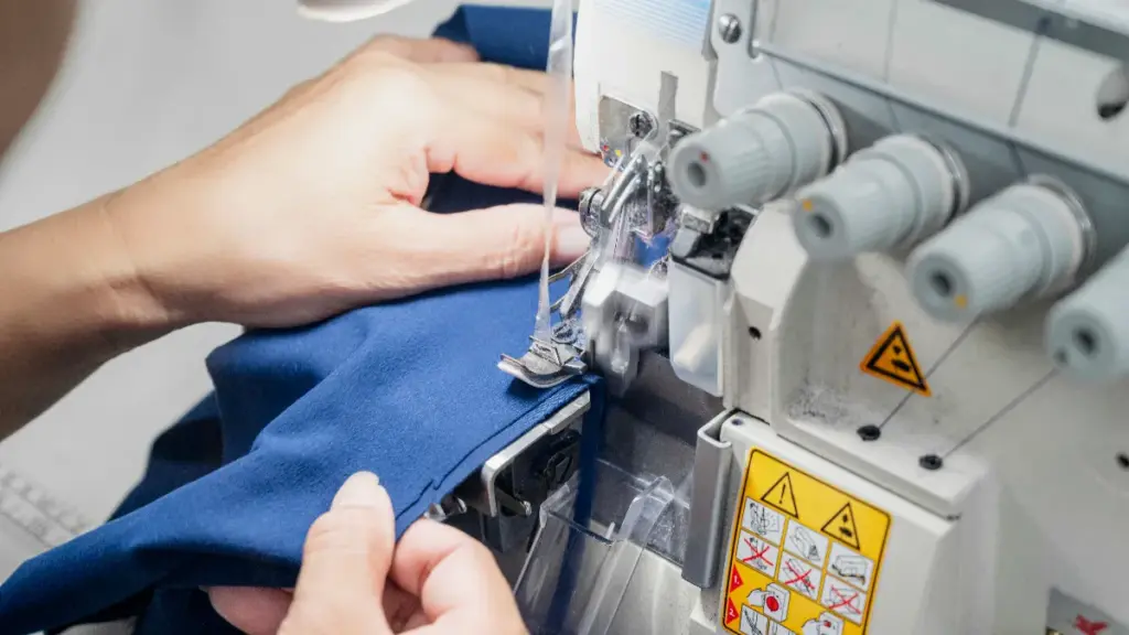A close-up of the sewn sportswear being manufactured at the sewn factory