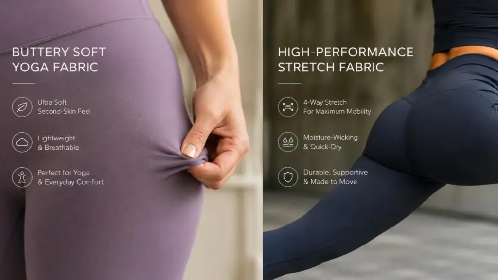 buttery soft yoga fabrics vs high performance stretch fabrics
