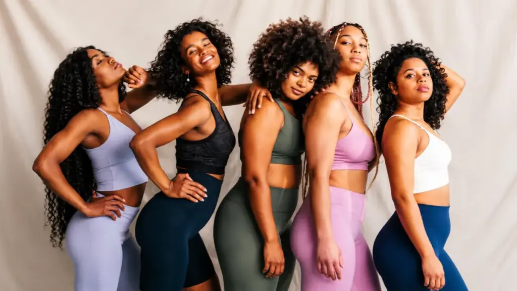 five women in yoga wear