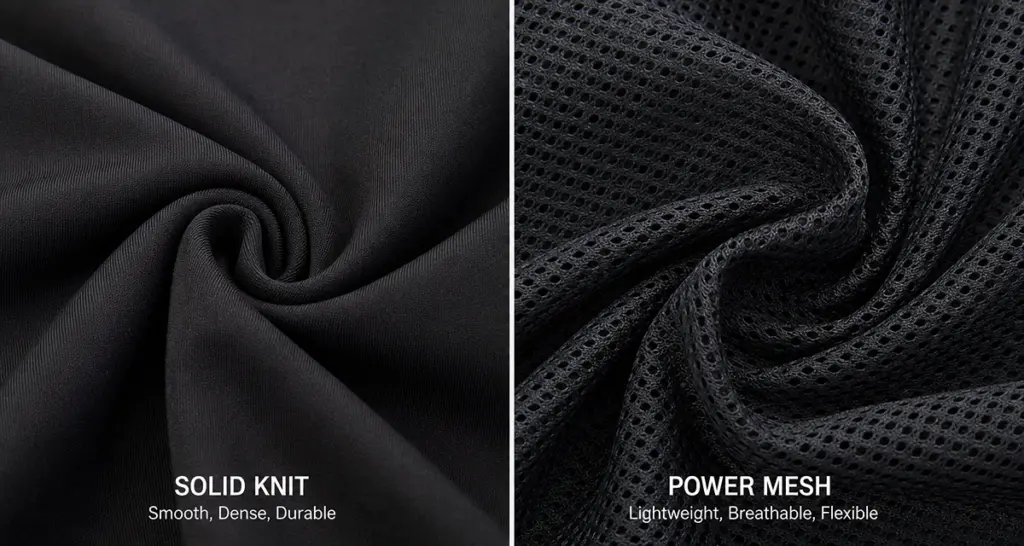 Comparación- Mesh vs Solid Knit Fabrics